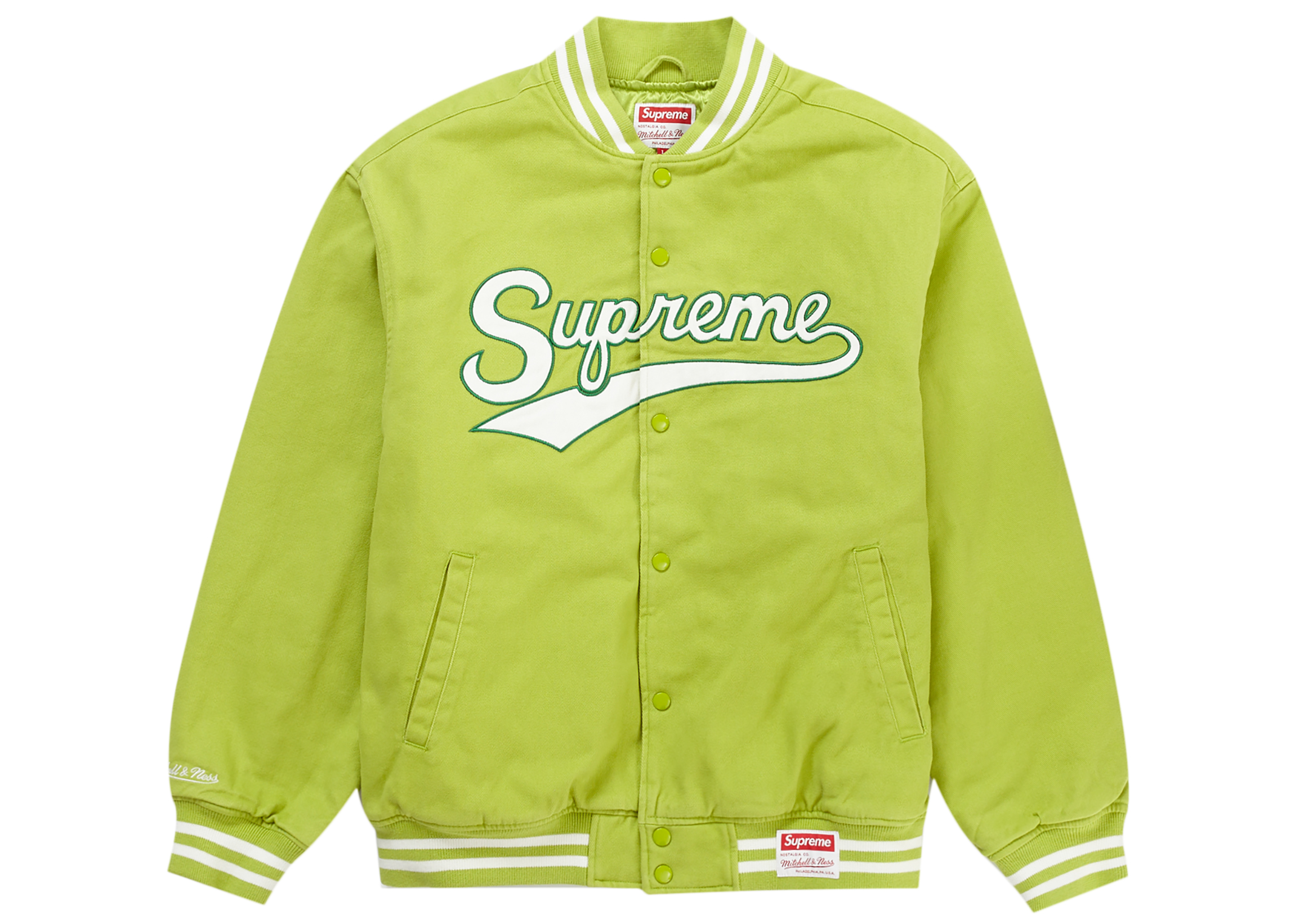 Supreme Mitchell & Ness Doughboy Twill Varsity Jacket Green