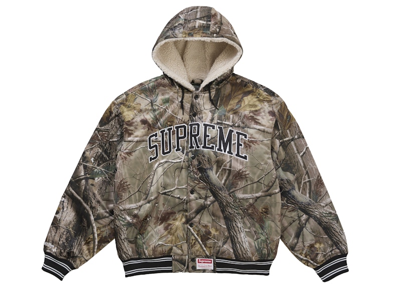 Supreme Mitchell & Ness Lined Hooded Satin Varsity Jacket Realtree