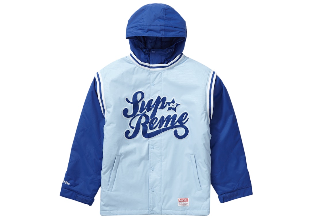 Pre-owned Supreme Mitchell & Ness Quilted Sports Jacket Light Blue