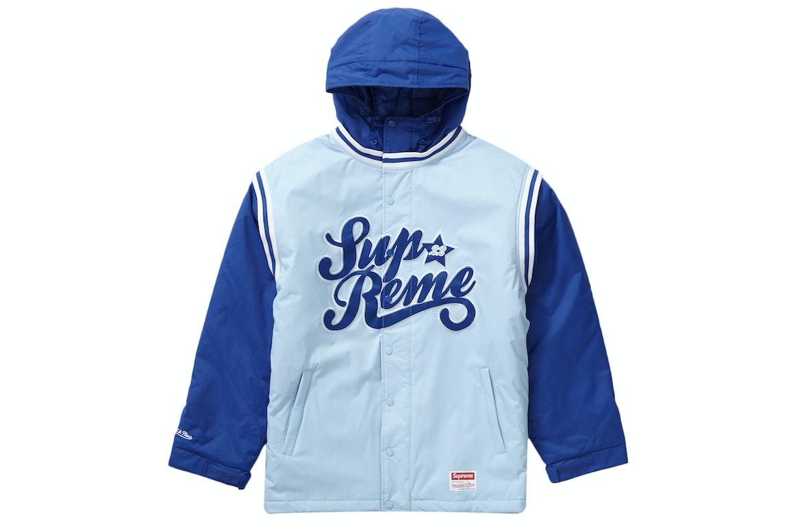 Pre-owned Supreme Mitchell & Ness Quilted Sports Jacket Light Blue