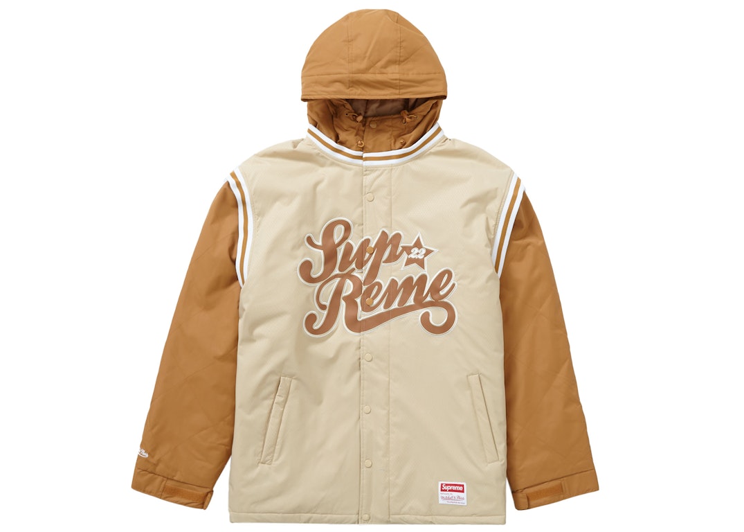 Pre-owned Supreme Mitchell & Ness Quilted Sports Jacket Tan