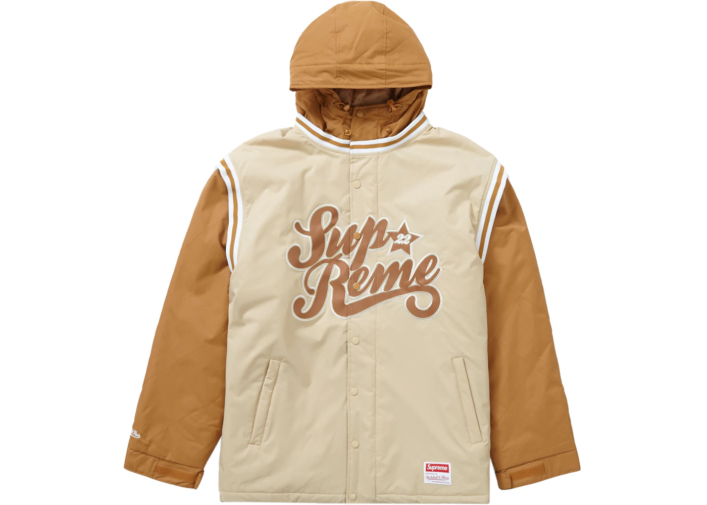 Supreme Mitchell Ness Quilted Sports Jacket Tan Men's US