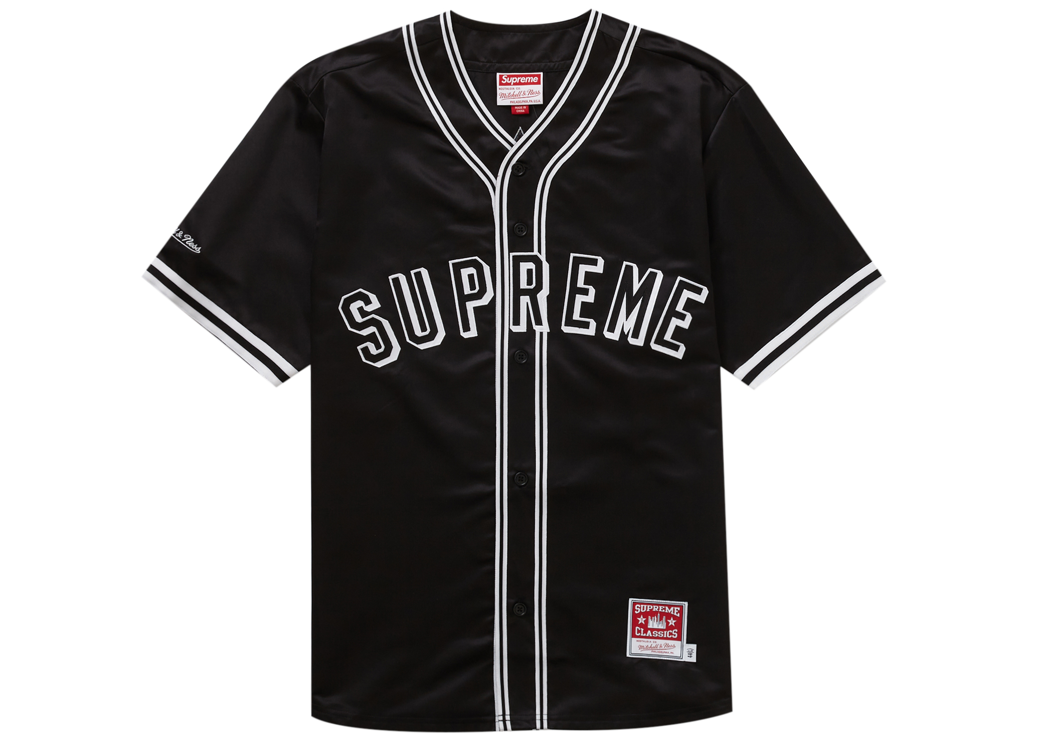 Supreme Mitchell & Ness Satin Baseball Jersey Black