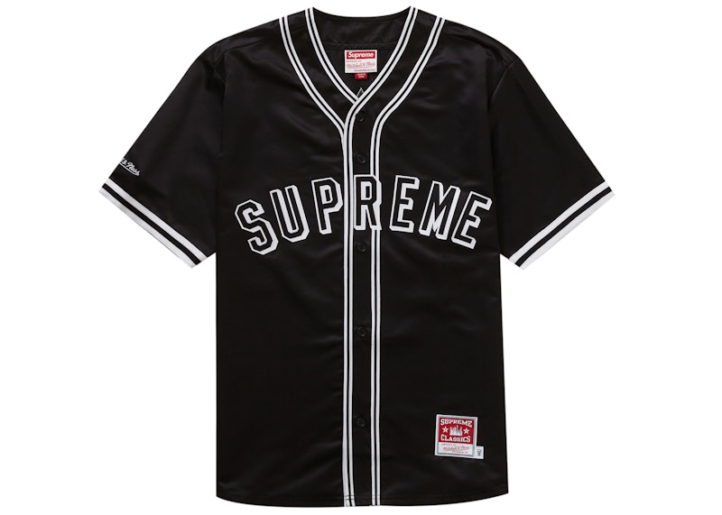 Supreme Mitchell & Ness Satin Baseball Jersey Black Men's - SS23