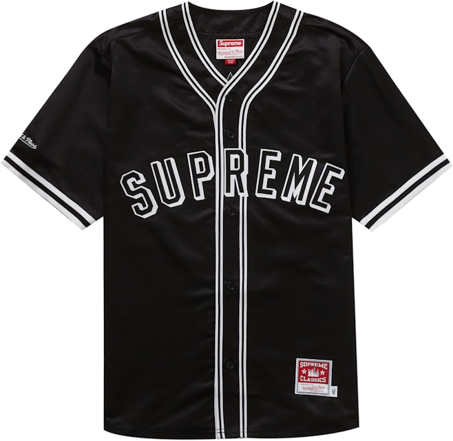 Supreme Satin Baseball Jersey #1 Black Size S
