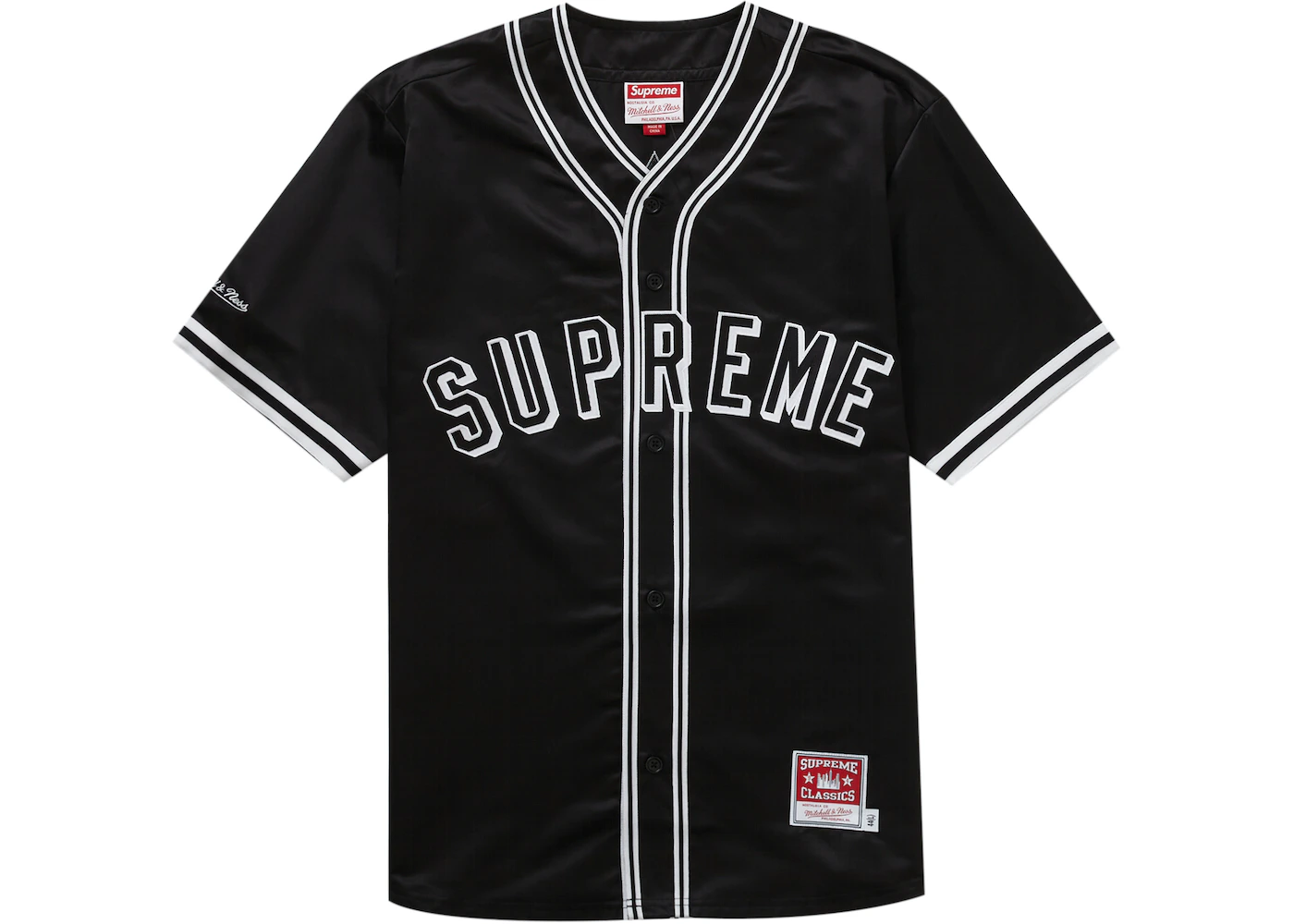 Supreme Mitchell & Ness Satin Baseball Jersey Black