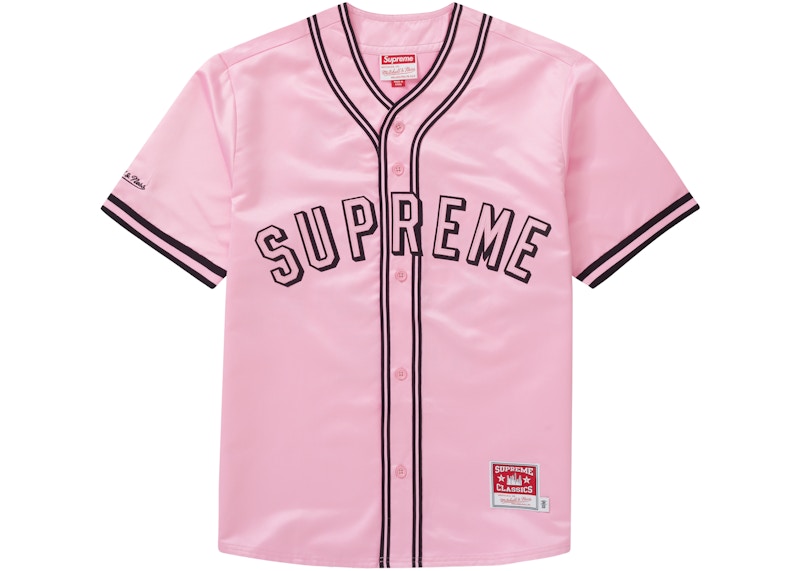 Supreme Mitchell & Ness Satin Baseball Jersey Pink