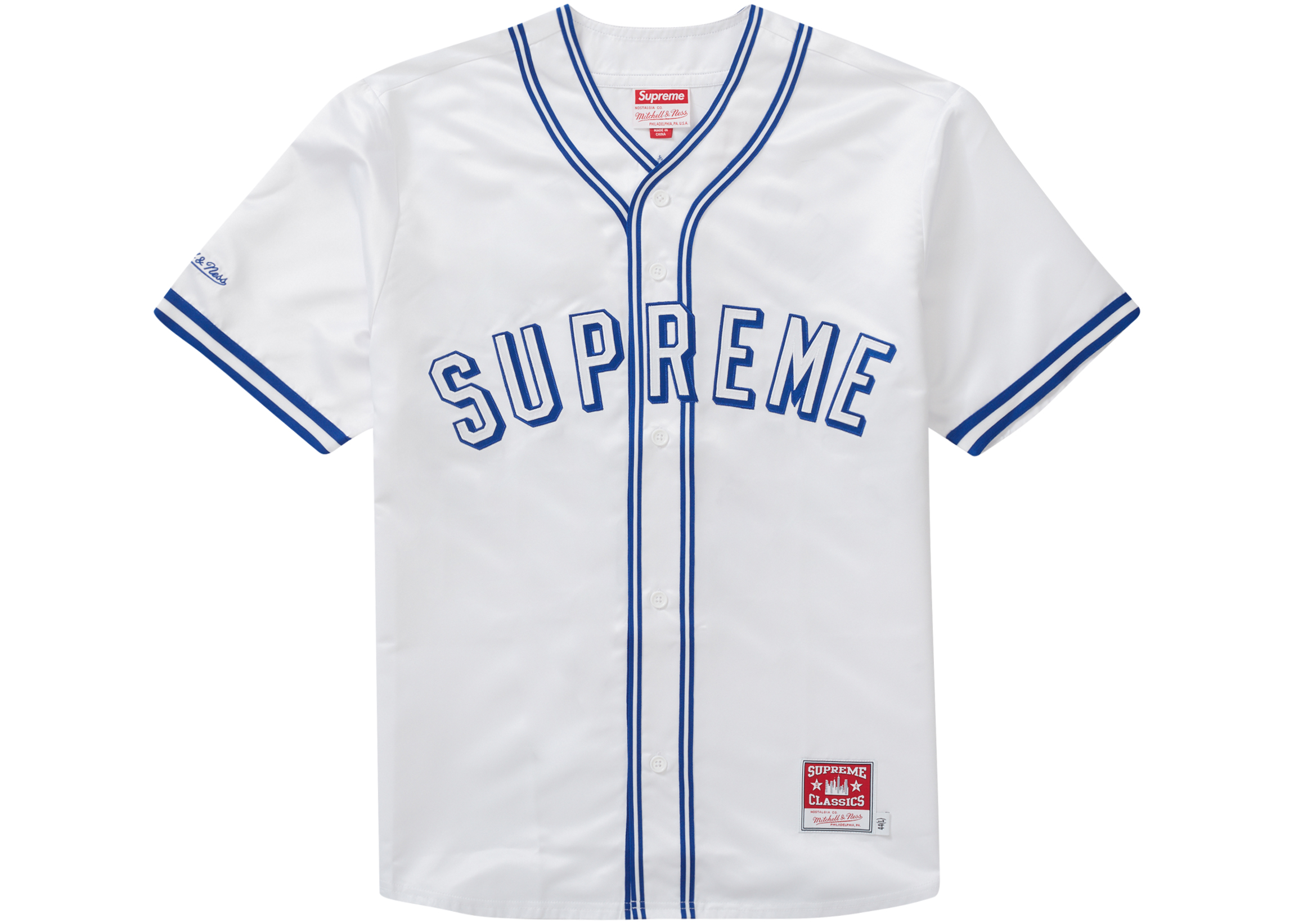 Supreme Mitchell & Ness Satin Baseball Jersey White