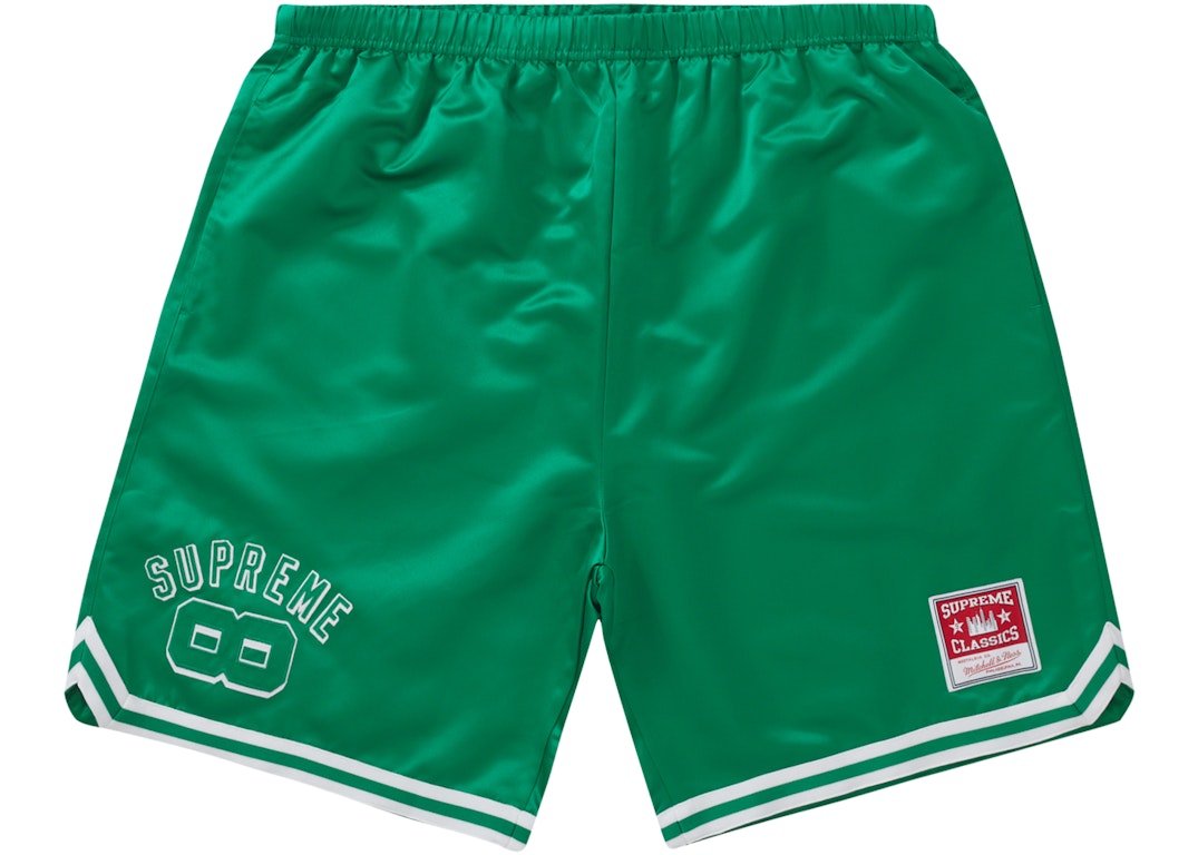 Pre-owned Supreme Mitchell & Ness Satin Basketball Short Green