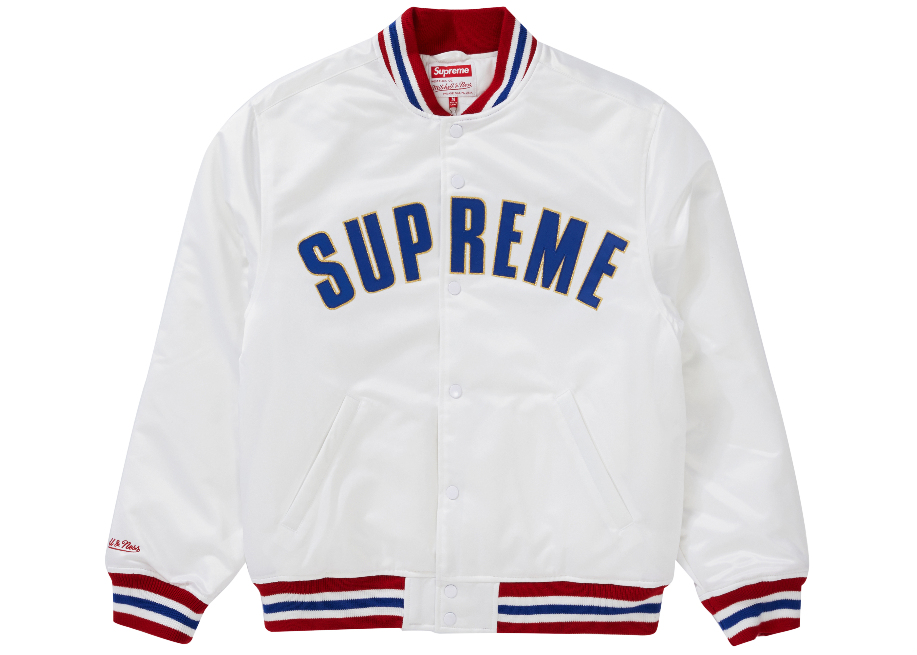 Supreme Mitchell & Ness Satin Varsity Jacket White Men's - SS21 - US