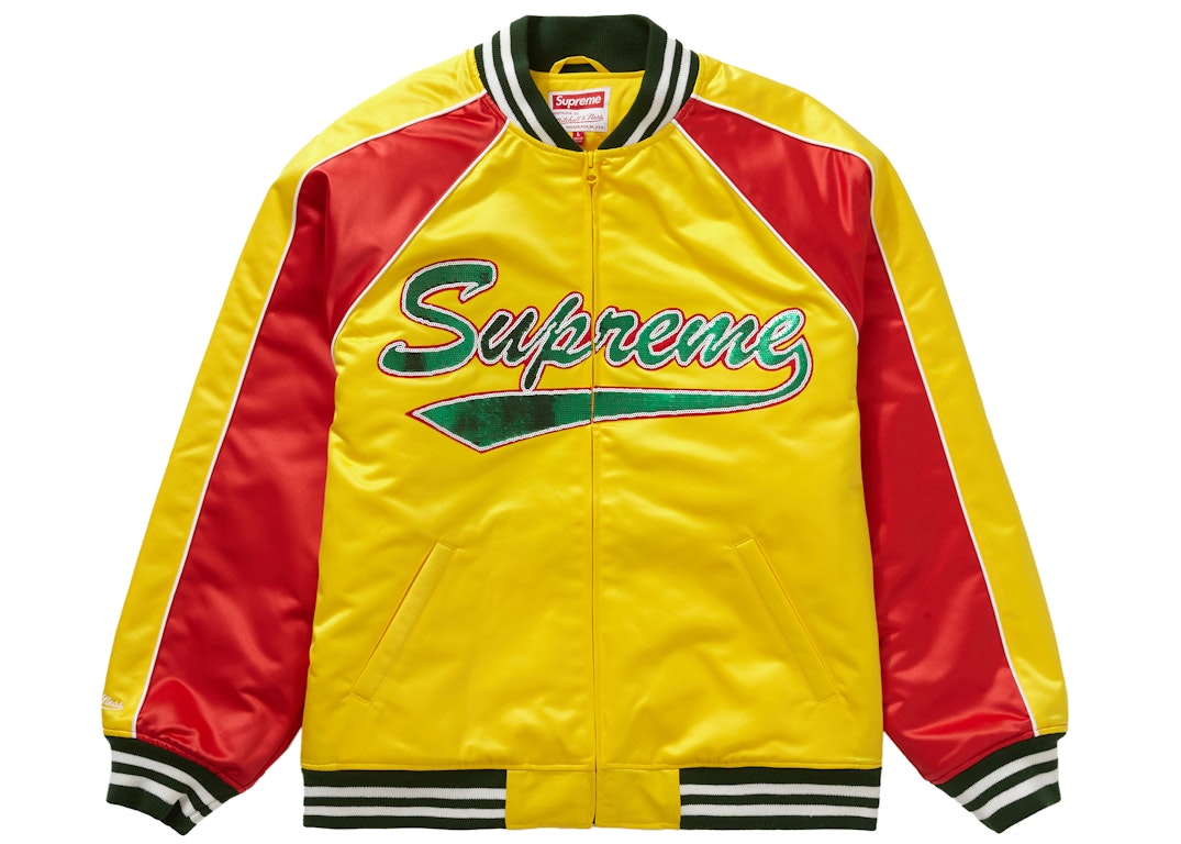 Pre-owned Supreme Mitchell & Ness Sequin Logo Varsity Jacket Gold