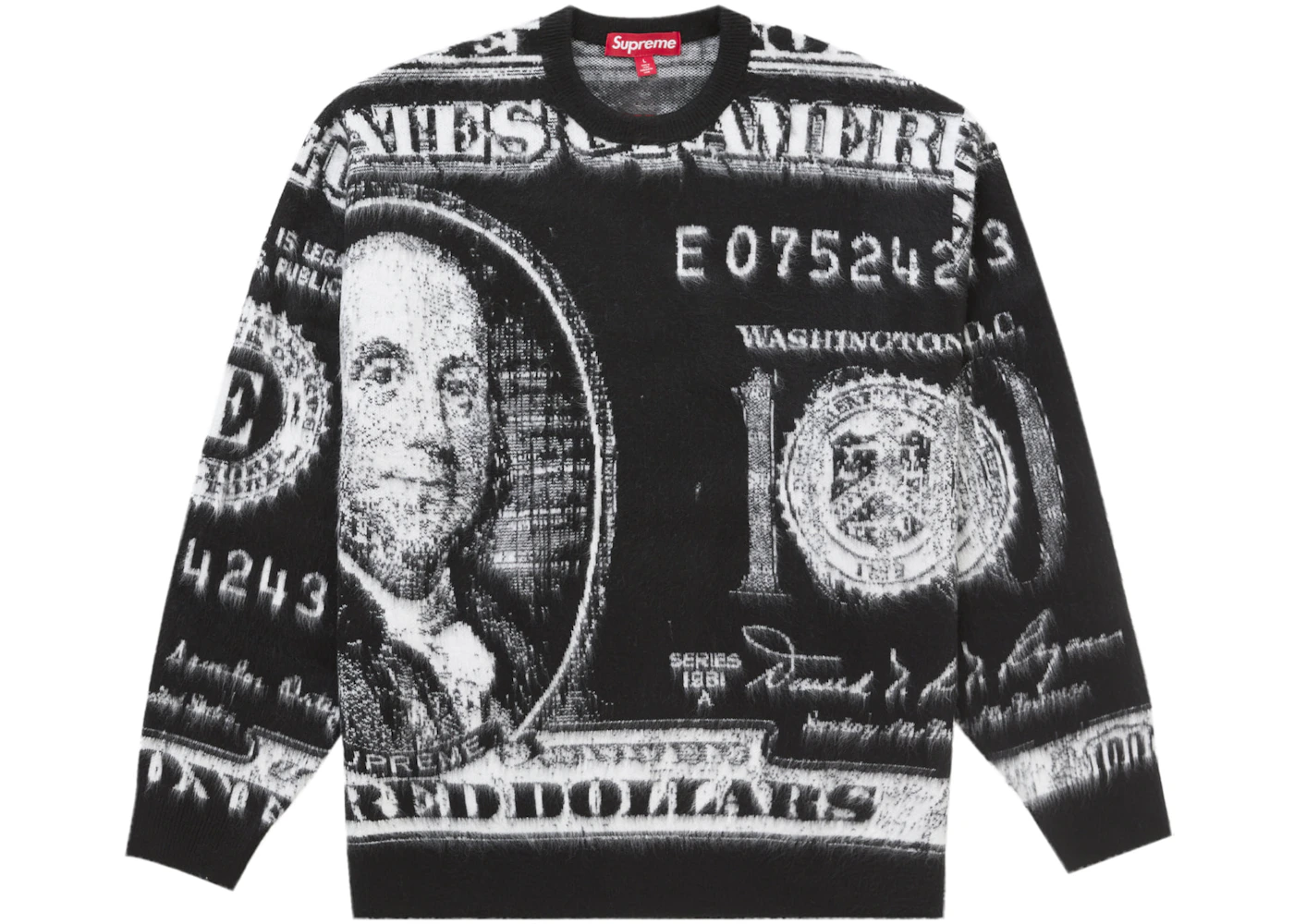 Supreme Money Sweater Black Men's SS25 US - Main Image