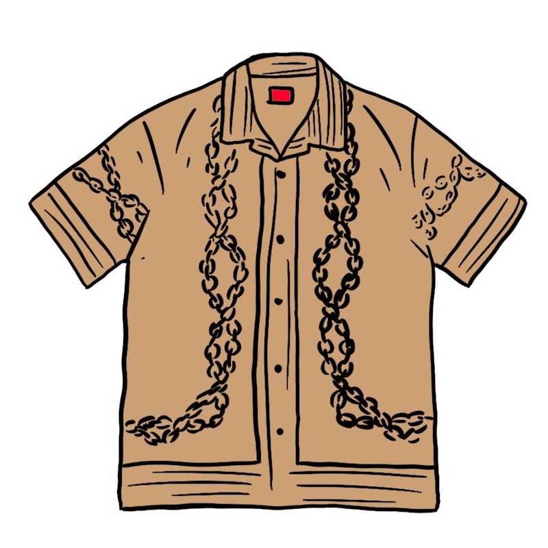 定価以下 Supreme Mosaic Silk S/S Shirt Tan S