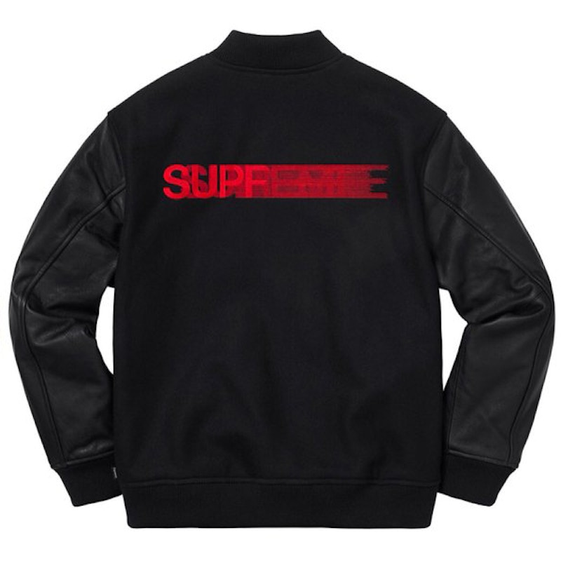 Supreme Motion Logo Varsity Jacket Black Men's - FW18 - US