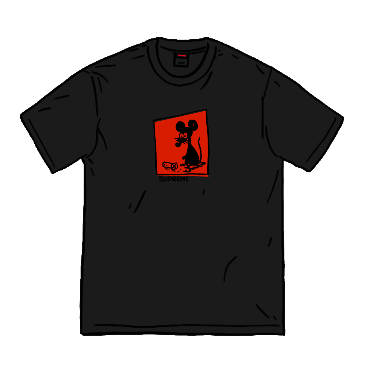 即納ありSupreme Mouse Tee Black Tシャツ/カットソー(半袖/袖なし)
