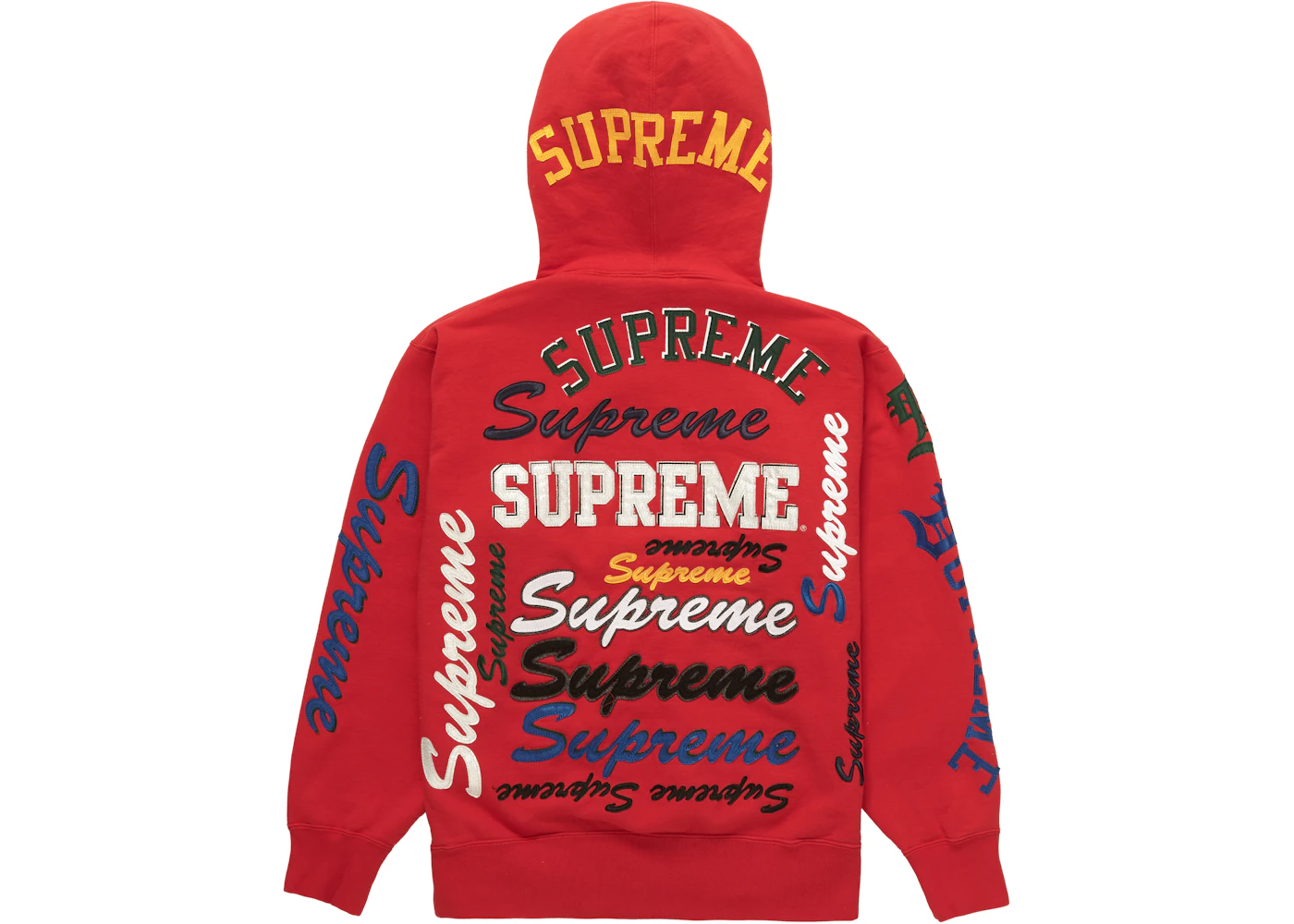 Supreme Multi Logo Hooded Sweatshirt Red