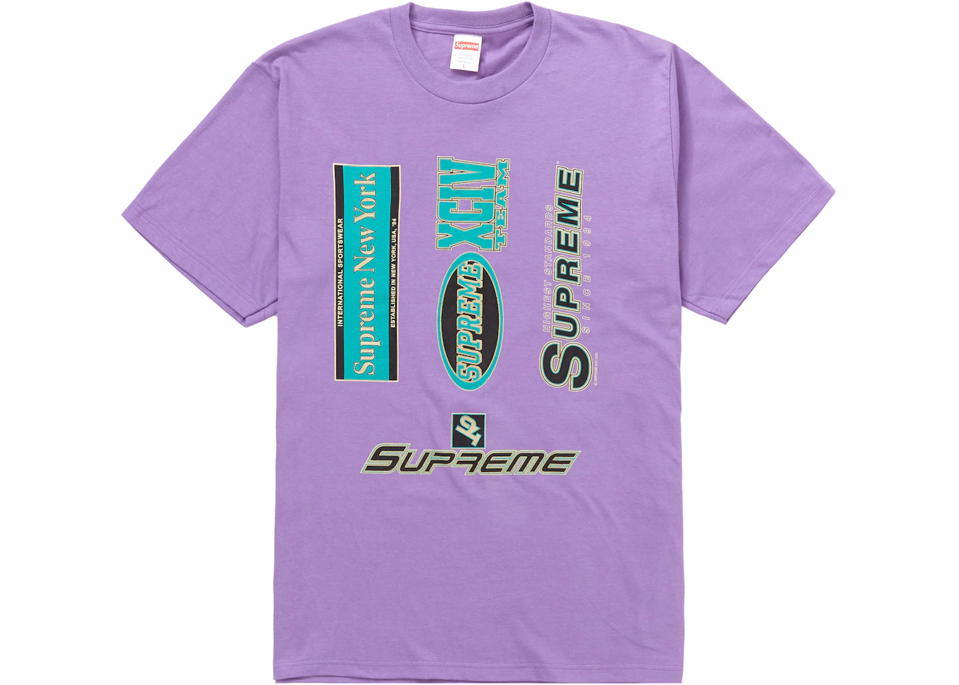 Supreme Multi Logos Tee Purple Men's - FW21 - US