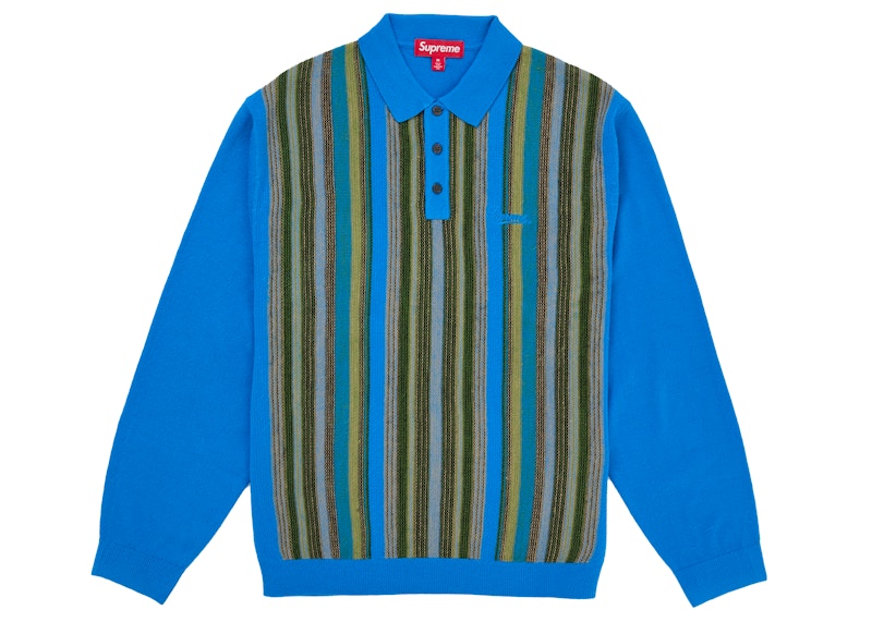 トップス Supreme multi stripe polo size S Supreme Multi Stripe Polo Sweater Blue Men's - SS26 - US