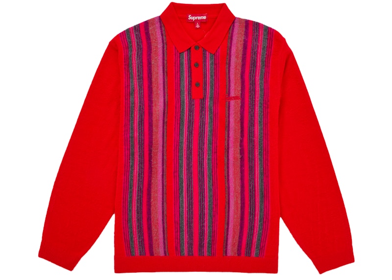 Supreme Multi Stripe Polo Sweater Red Men's - SS26 - US