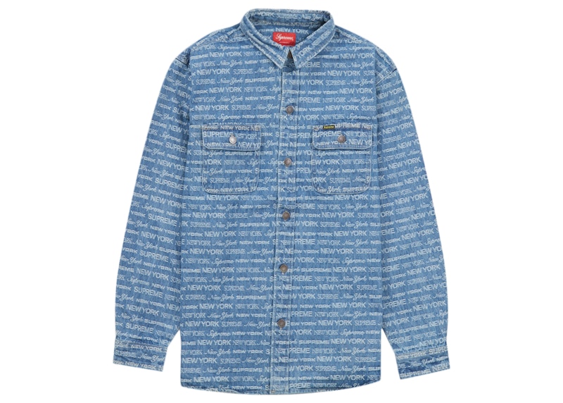 Supreme Multi Type Jacquard Denim Shirt Blue Men's - FW22 - GB