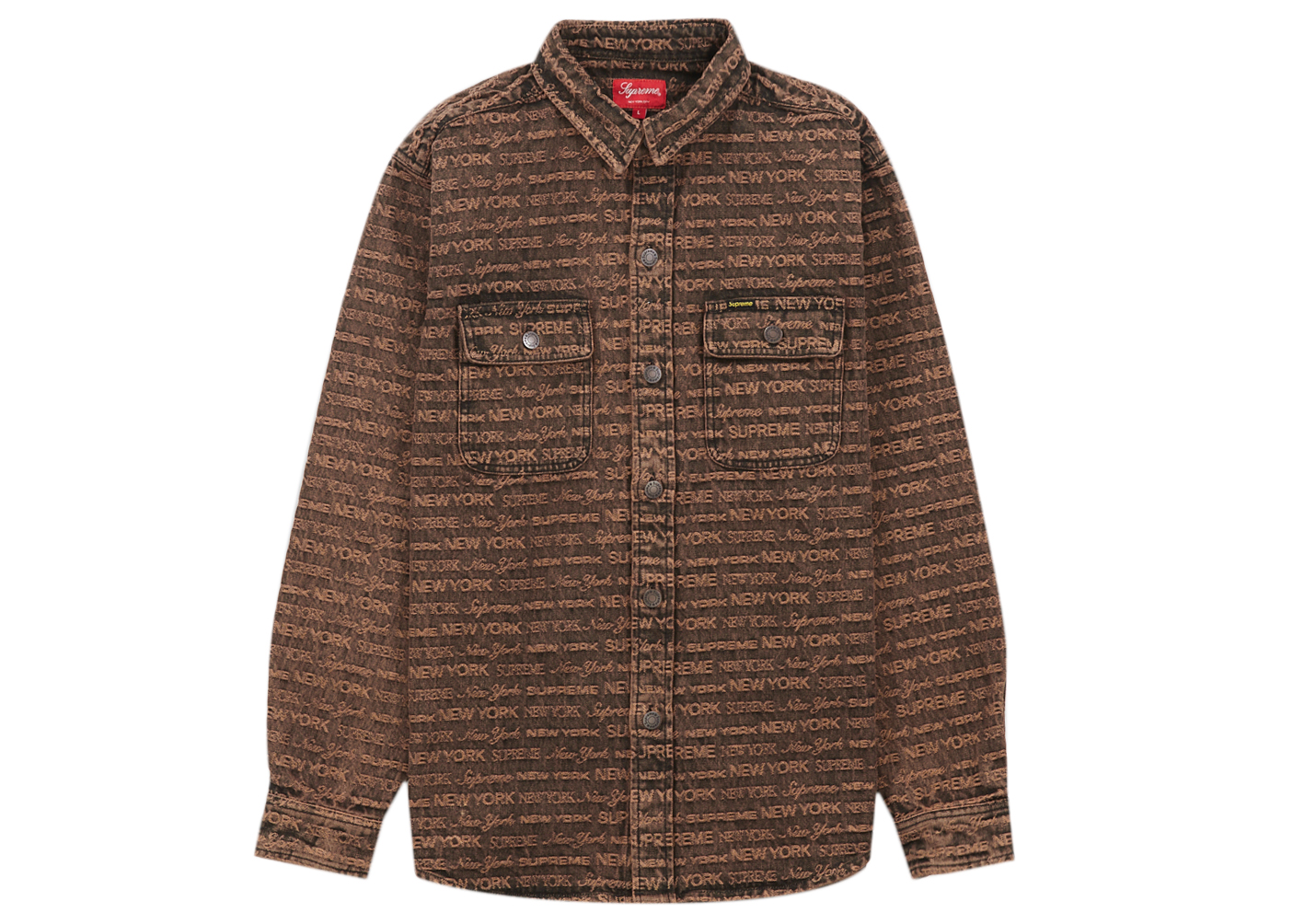 Supreme Multi Type Jacquard Denim Shirt Brown