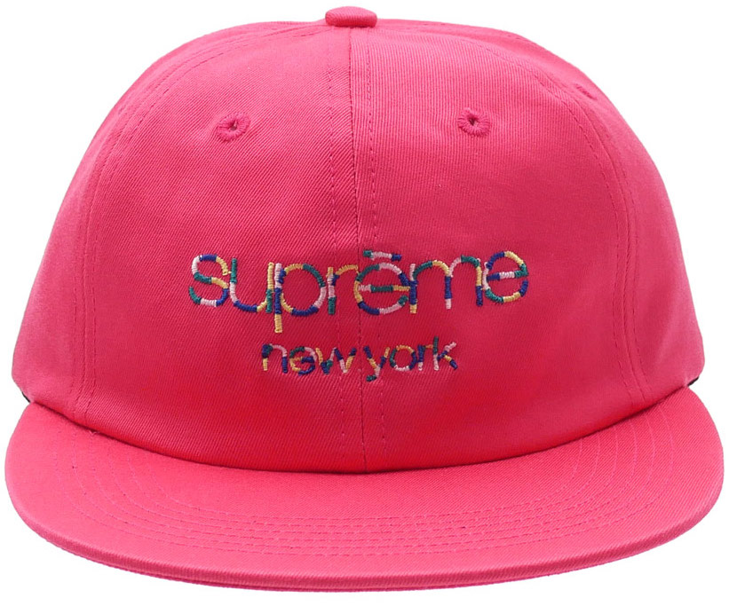 Supreme Multicolor Twill Classic Logo 6 Panel Cap Pink