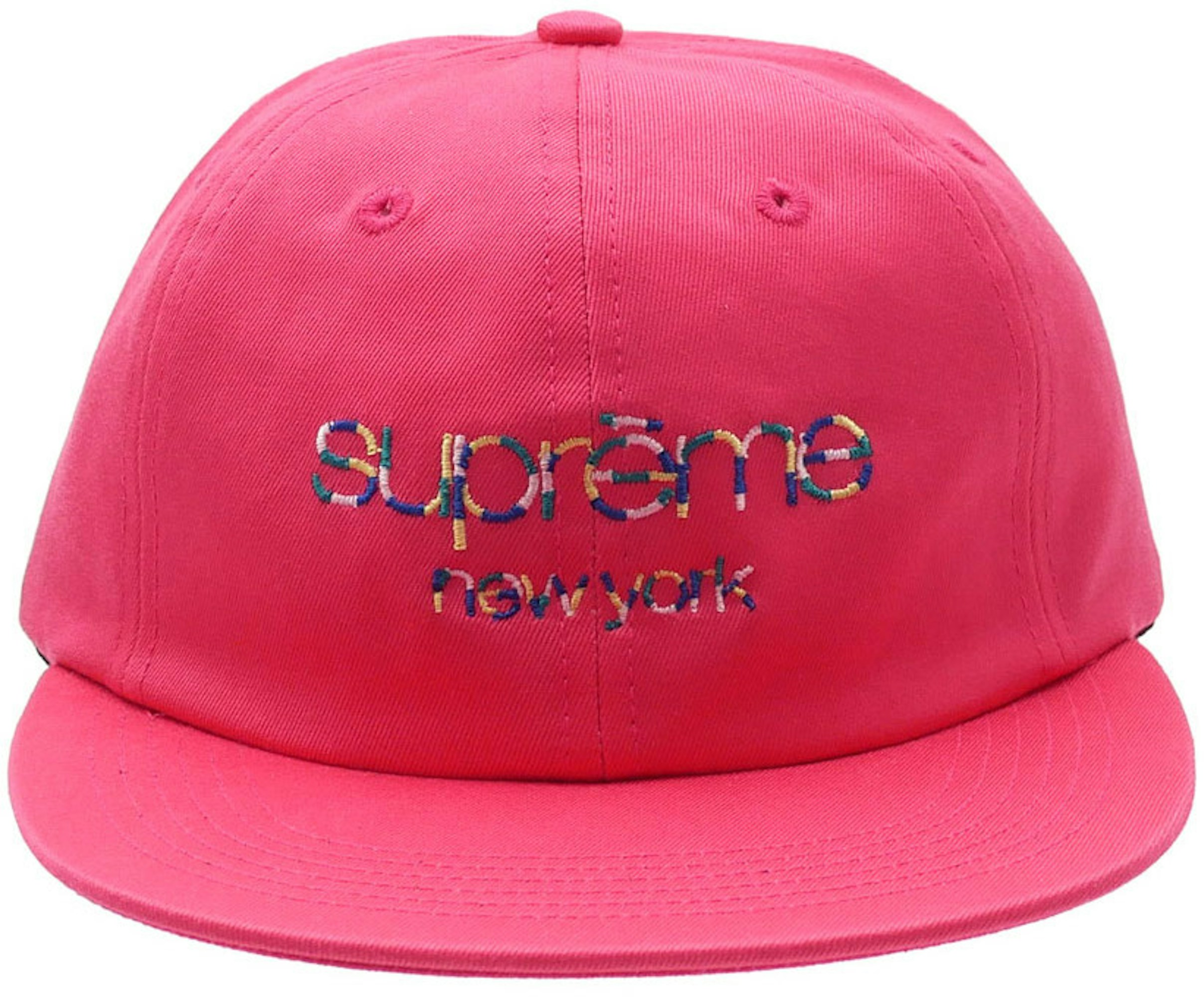 Supreme Multicolor Twill Classic Logo 6 Panel Cap Pink - SS17