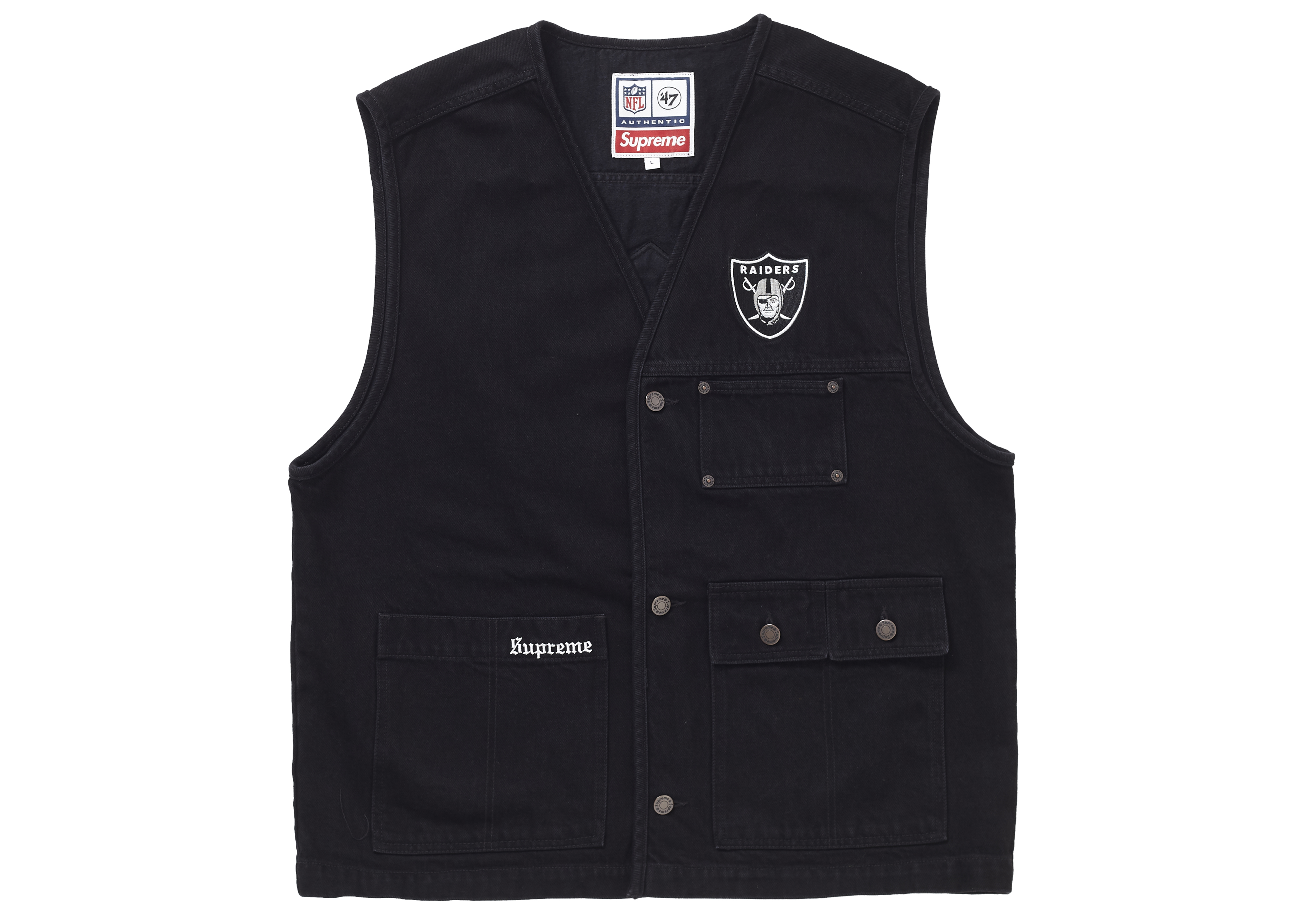 Supreme NFL x Raiders x '47 Denim Vest Black