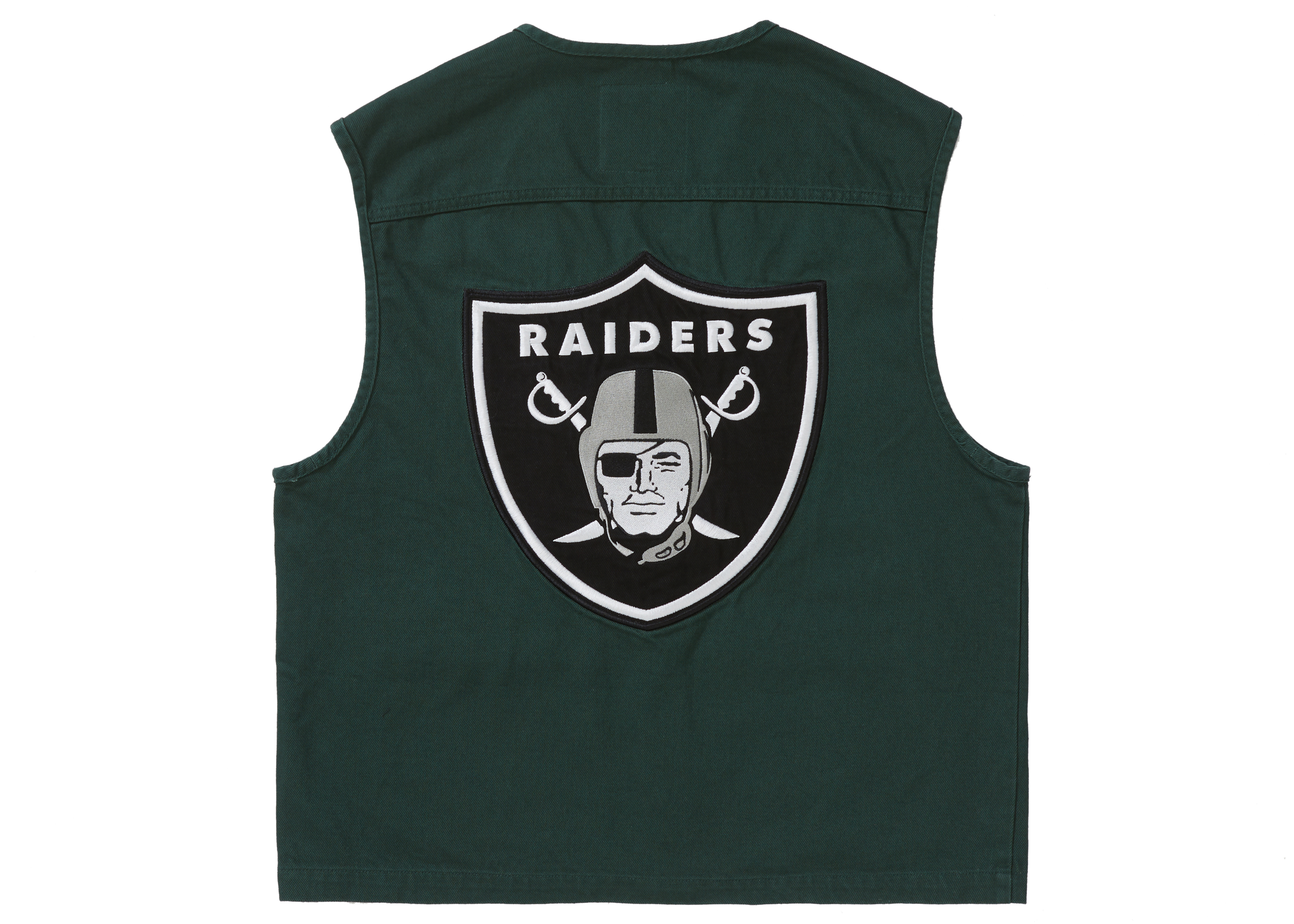 Supreme NFL x Raiders x '47 Denim Vest Dark Green Men's - SS19 - US