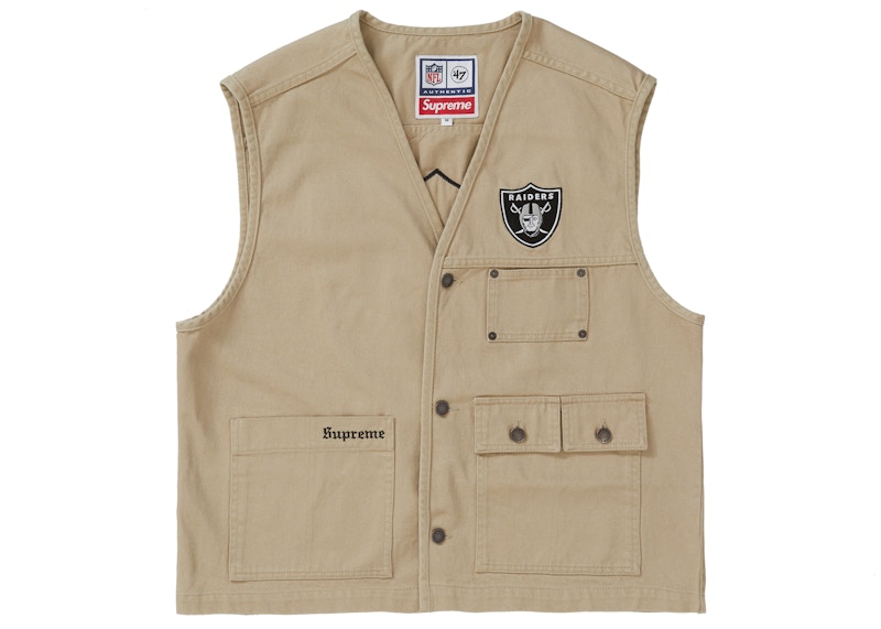 Supreme NFL x Raiders x '47 Denim Vest Khaki Men's - SS19 - US