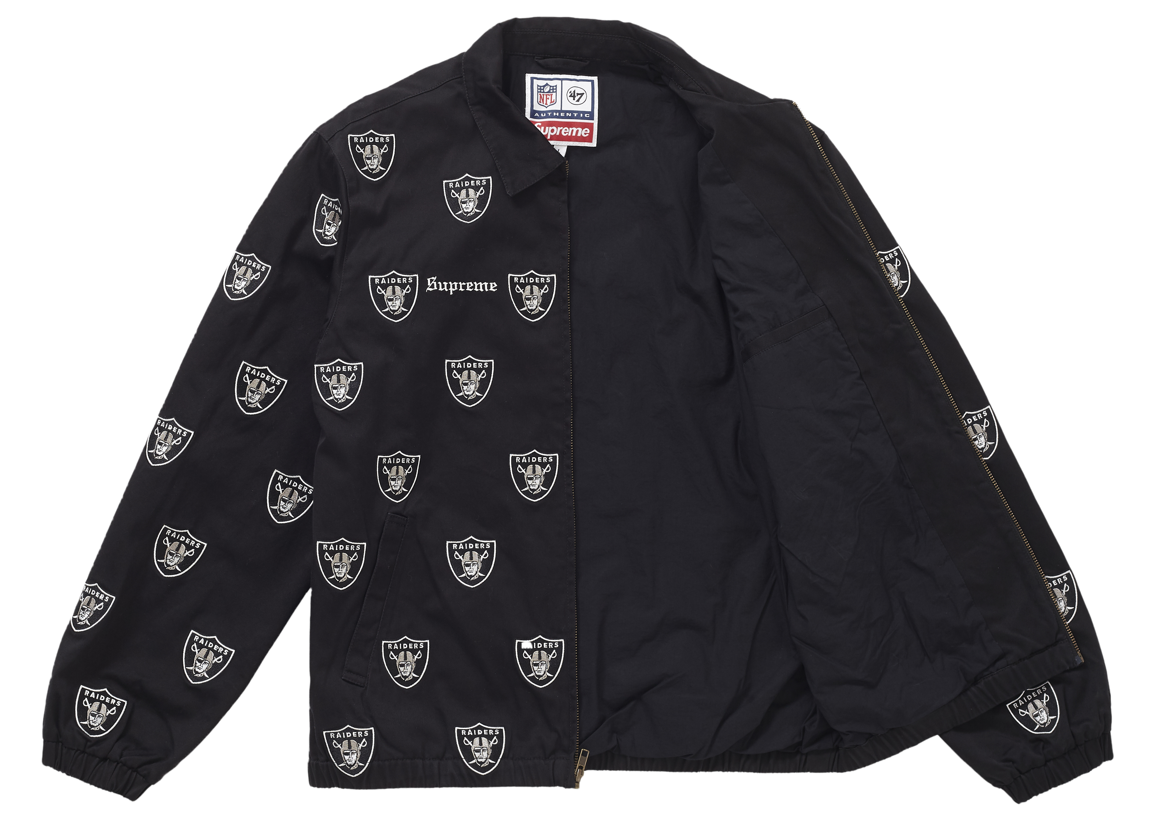 Supreme NFL x Raiders x '47 Embroidered Harrington Jacket Black