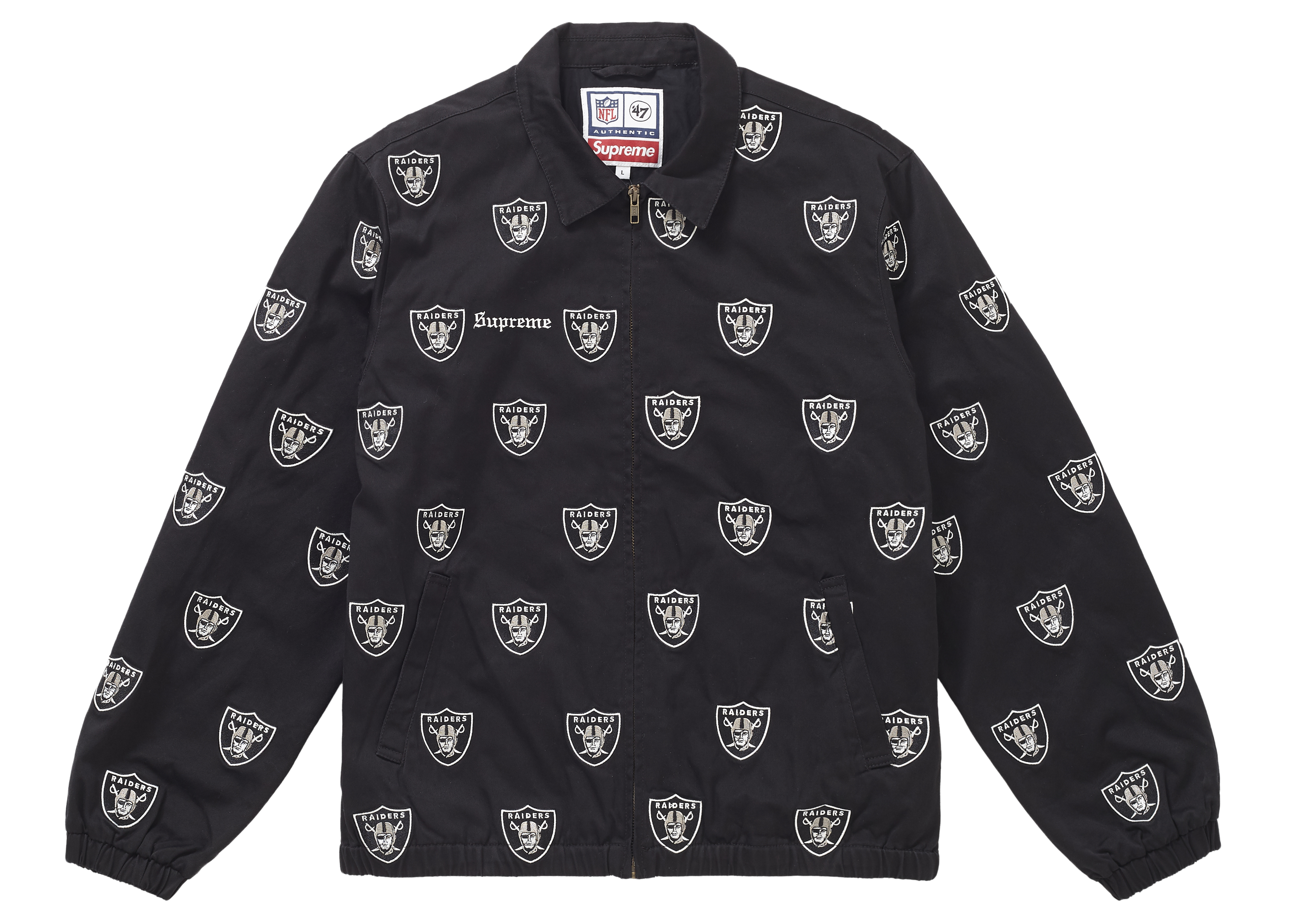 Supreme NFL x Raiders x '47 Embroidered Harrington Jacket Black