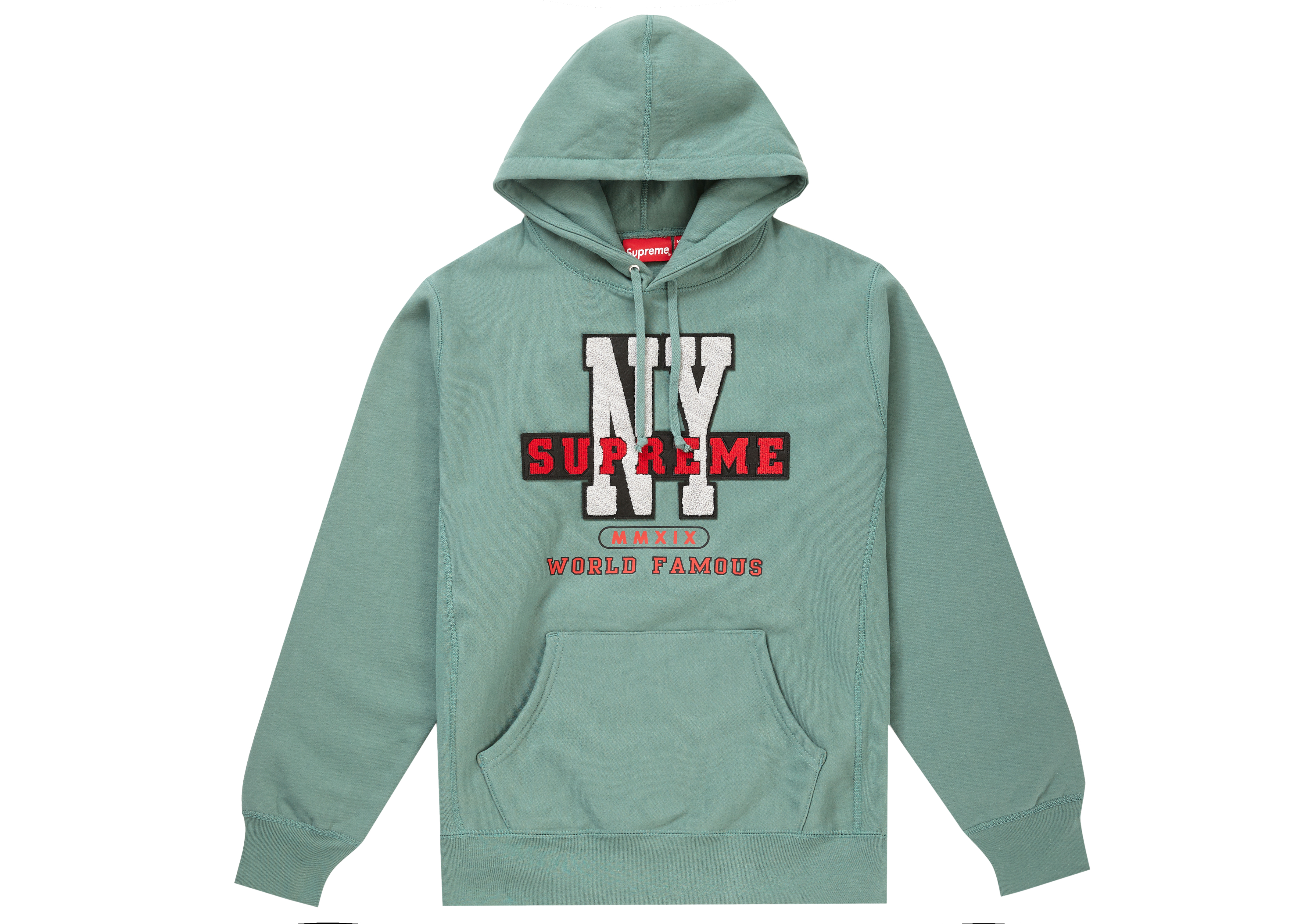 Supreme NY Hooded Sweatshirt Dusty Teal Men's - FW19 - US