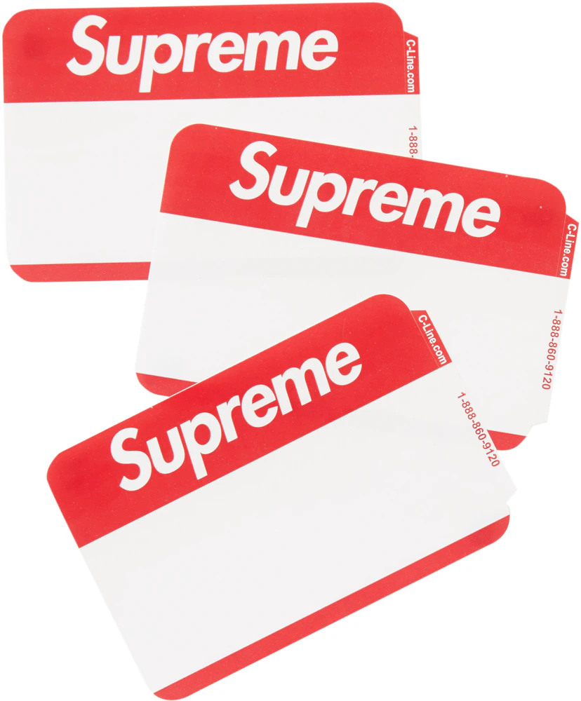 Supreme Name Badge Stickers (Pack of 100) Red - FW20 - US