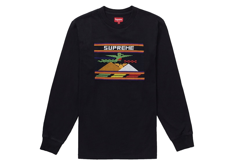 Supreme Needlepoint Patch L/S Top Black Men's - SS19 - US