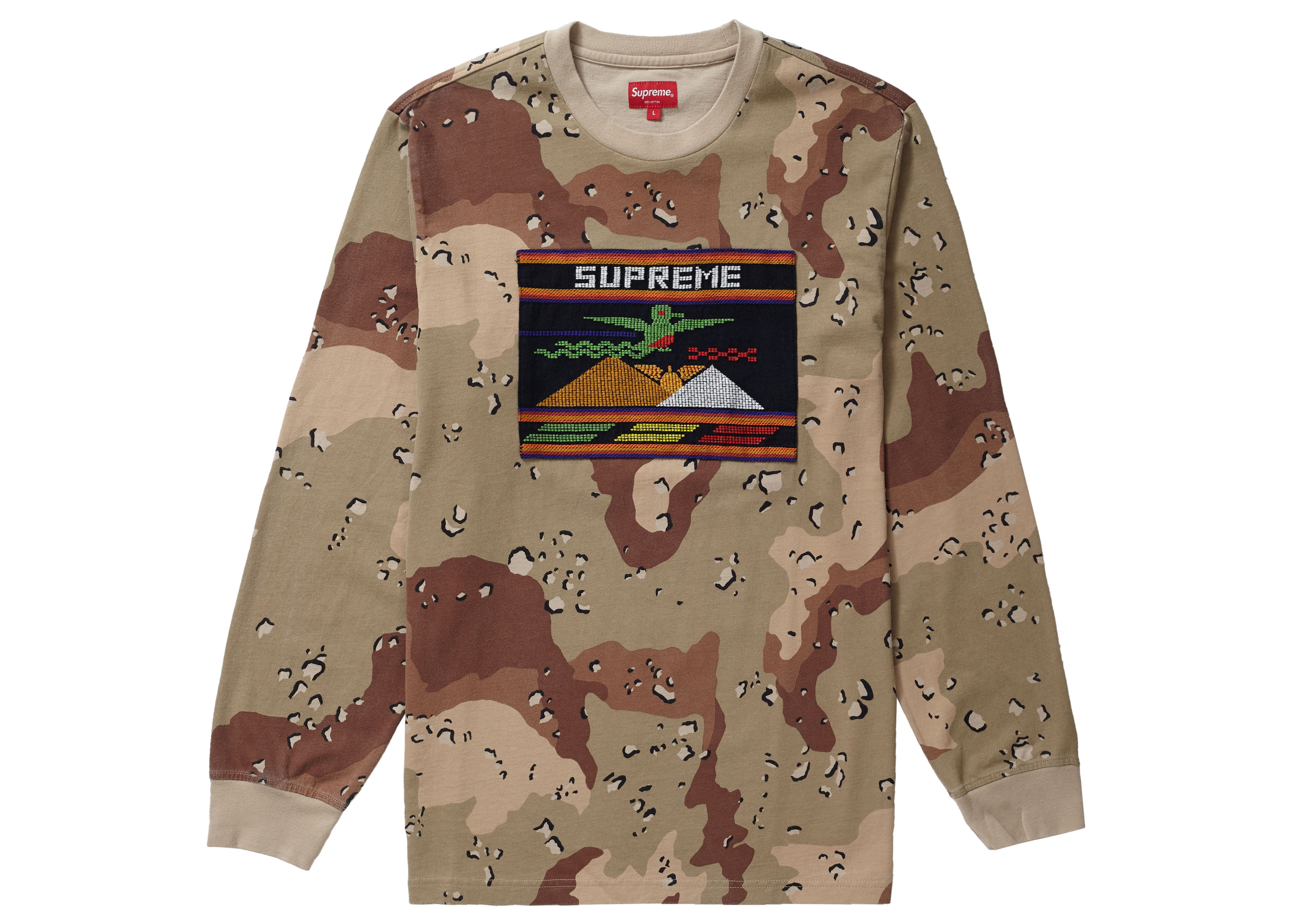 Supreme Needlepoint Patch L/S Top Chocolate Chip Camo Men's - SS19