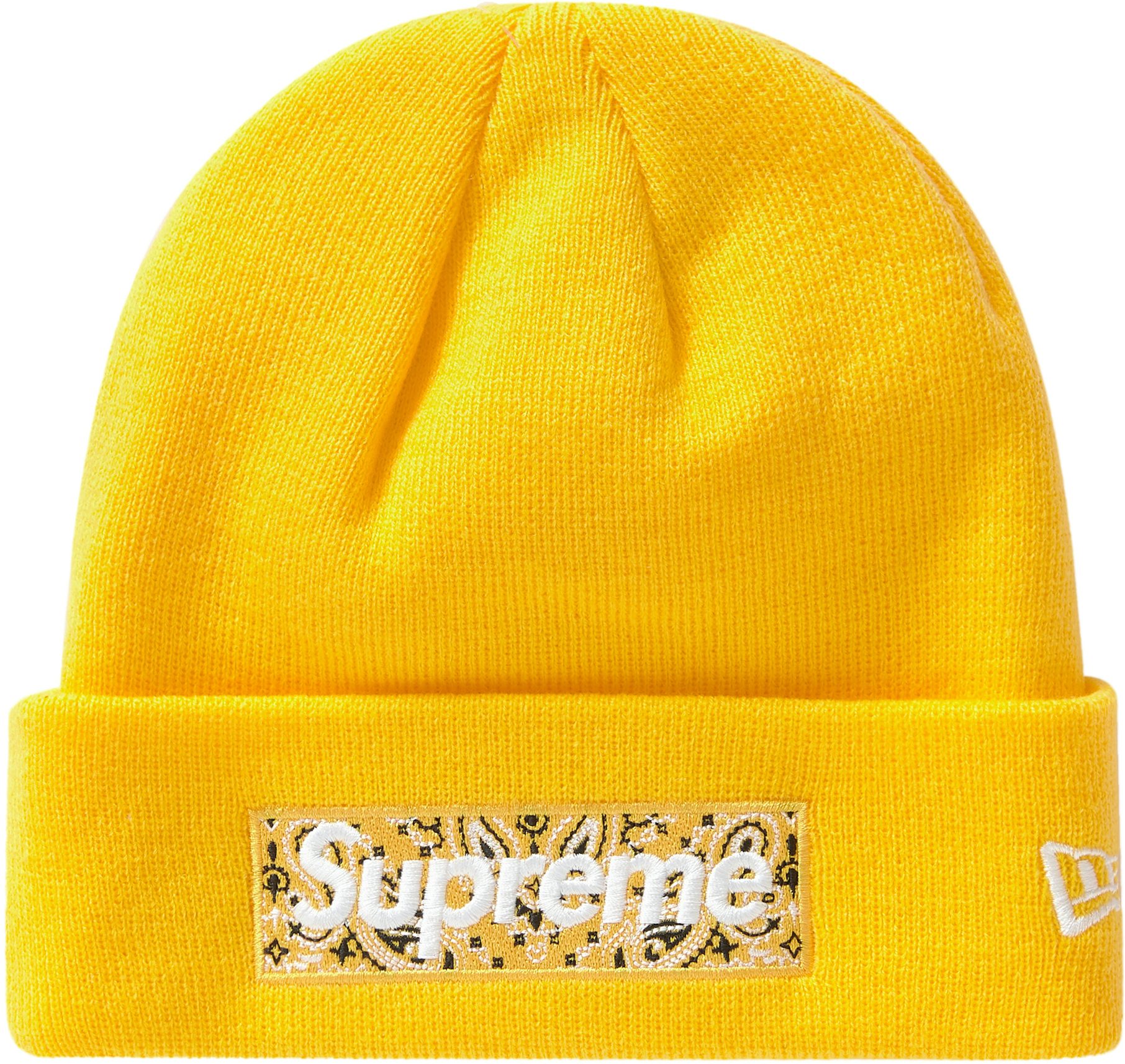 World Building MMXXII Knit Box Logo Beanie Hat (Hi-Vis Yellow