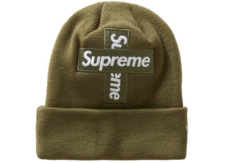 Supreme New Era Cross Box Logo Beanie Light Olive