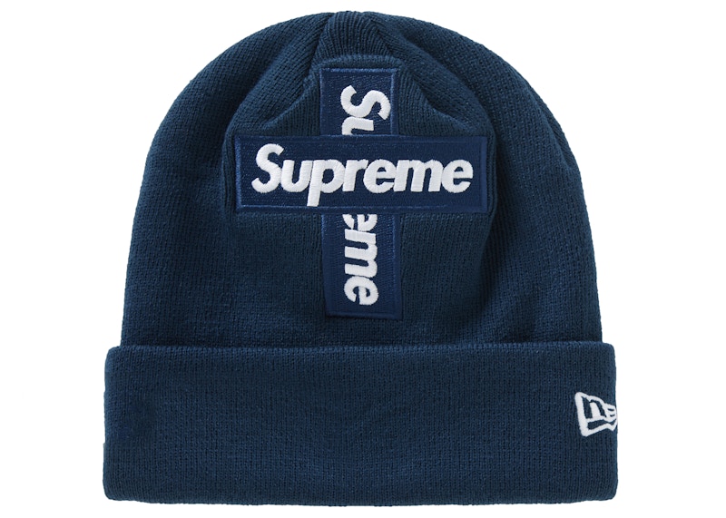 Supreme New Era Cross Box Logo Beanie Navy