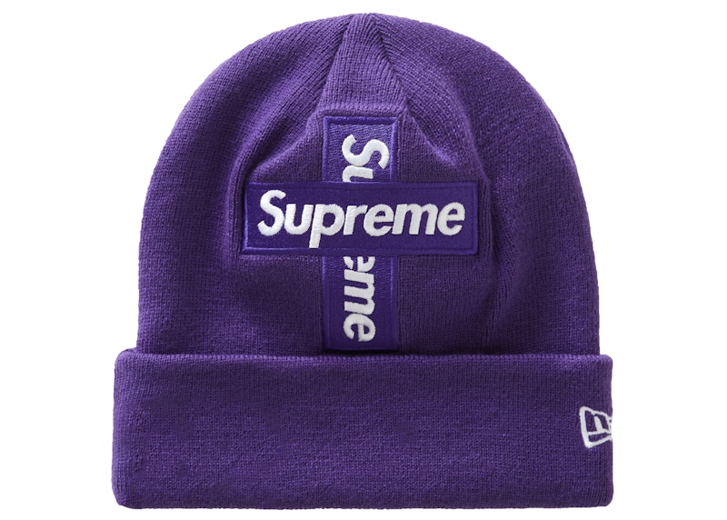 supreme cross box logo beanie purpleニット帽/ビーニー