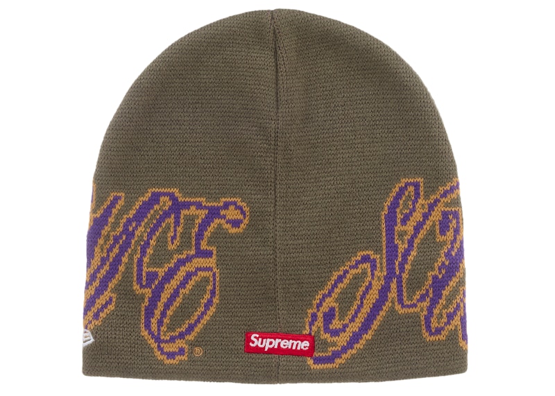 Supreme New Era Cursive Beanie Olive - SS26 - US