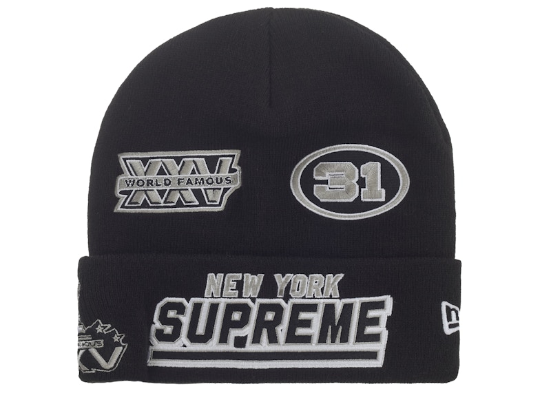 Supreme New Era Football Beanie Black - FW25 - US