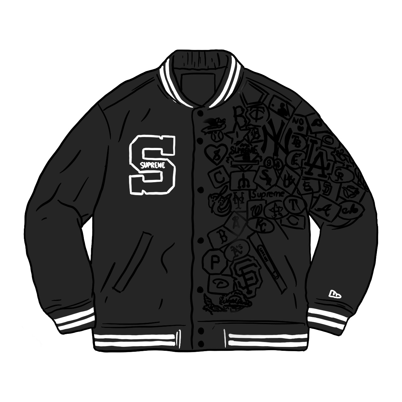 Supreme New Era MLB Varsity Jacket Black