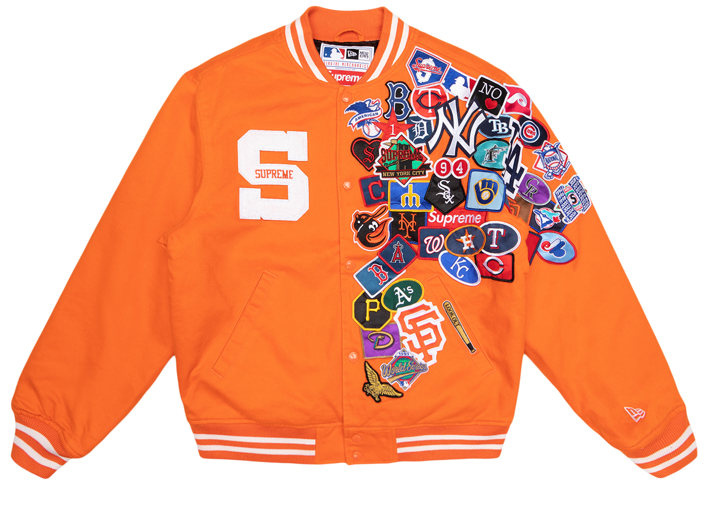 Supreme New Era MLB Varsity Jacket Orange Men's - SS20 - US