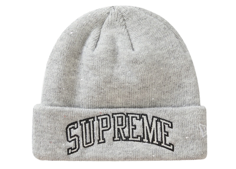 Supreme New Era Metallic Arc Beanie Grey