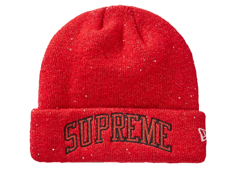 Supreme New Era Metallic Arc Beanie Red