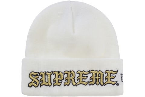 Supreme New Era Old English Beanie White FW25 US