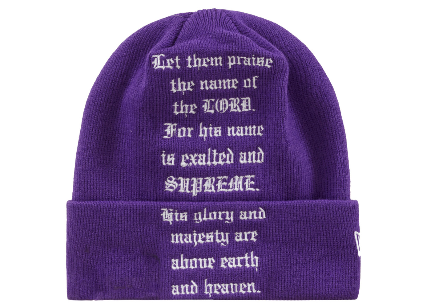 Supreme New Era Psalm Beanie Purple