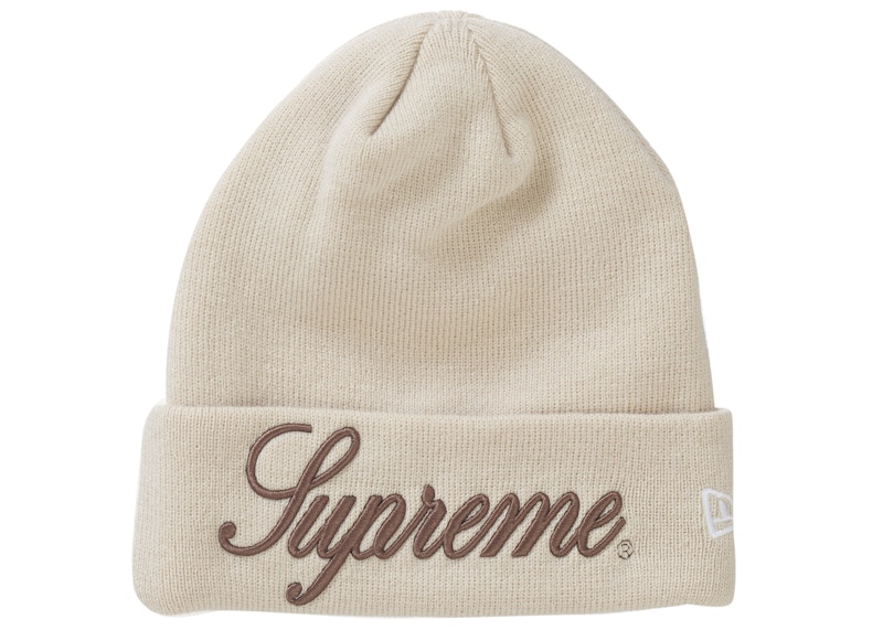 Supreme New Era Script Beanie Natural FW24 US