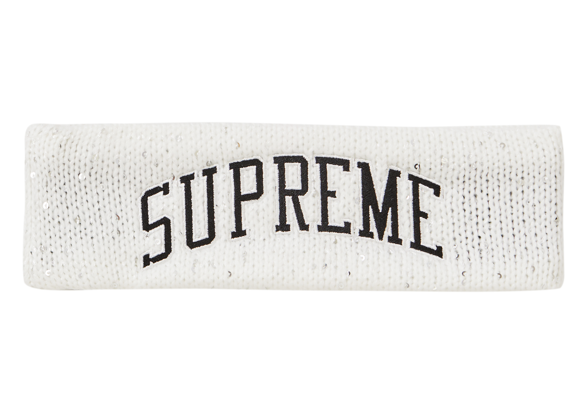Supreme New Era Sequin Arc Logo Headband White